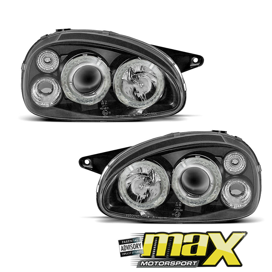 Opel Corsa B Black Angel Eye Projector Headlights