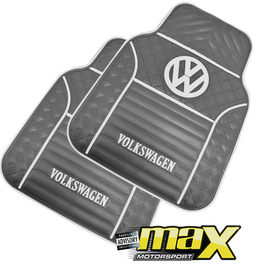 4 Piece VW Branded Rubber Car Mats (Silver)
