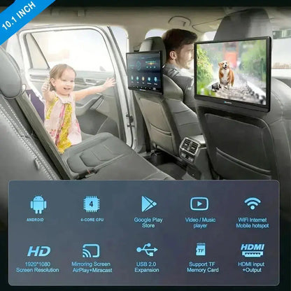 10.1" Roadstar Android Entertainment Headrest Tablet Screens With Bluetooth Headphones Roadstar