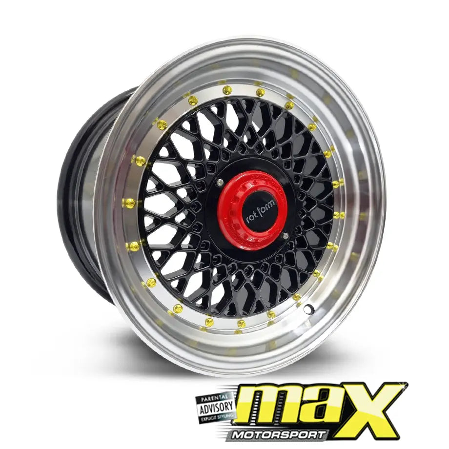 15 Inch Mag Wheel - MX1005-BK Rotform Mesh Style Wheel (4x100 / 108 PCD) Max Motorsport