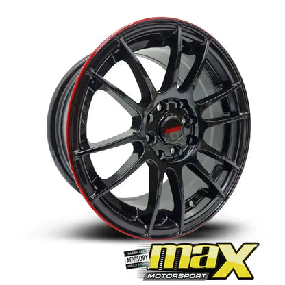 15 Inch MX1403-15BL VSN Style Wheel & Tyre Combo - (4x100 PCD) Max Motorsport