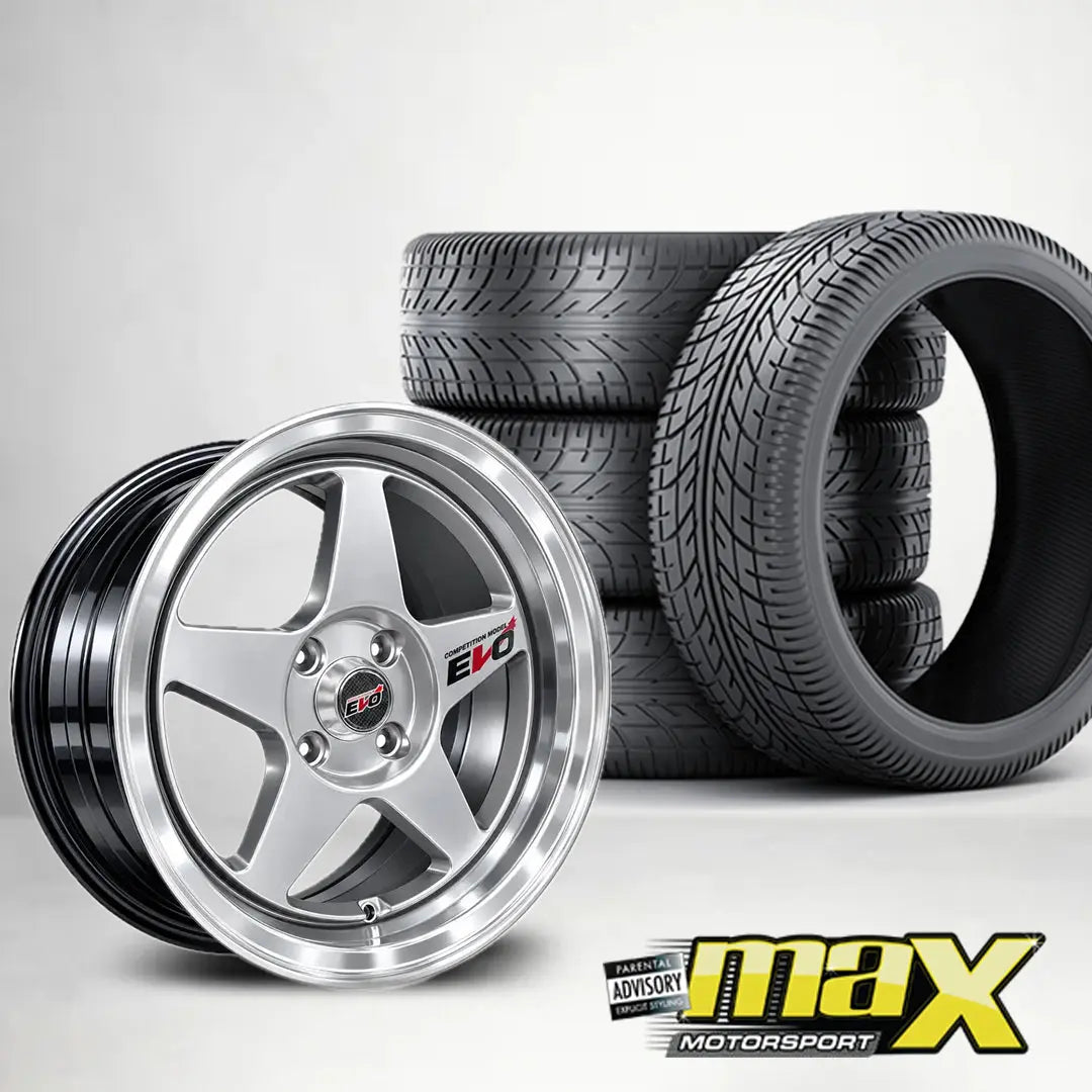 15 Inch MX6008 EVO Style Wheel & Tyre Combo - 4x100 PCD Max Motorsport