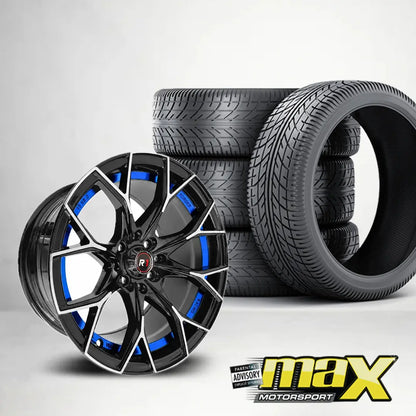 15 Inch - MX821-BLU Concave Wheel & Tyre Combo - (4x100/ 4x114.3 PCD) Max Motorsport