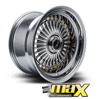 15 Inch Mag Wheel - MX5037CHR-NW Black Chrome Emit Wheels Narrow & Wides - (4x100/ 5x100 PCD) Max Motorsport