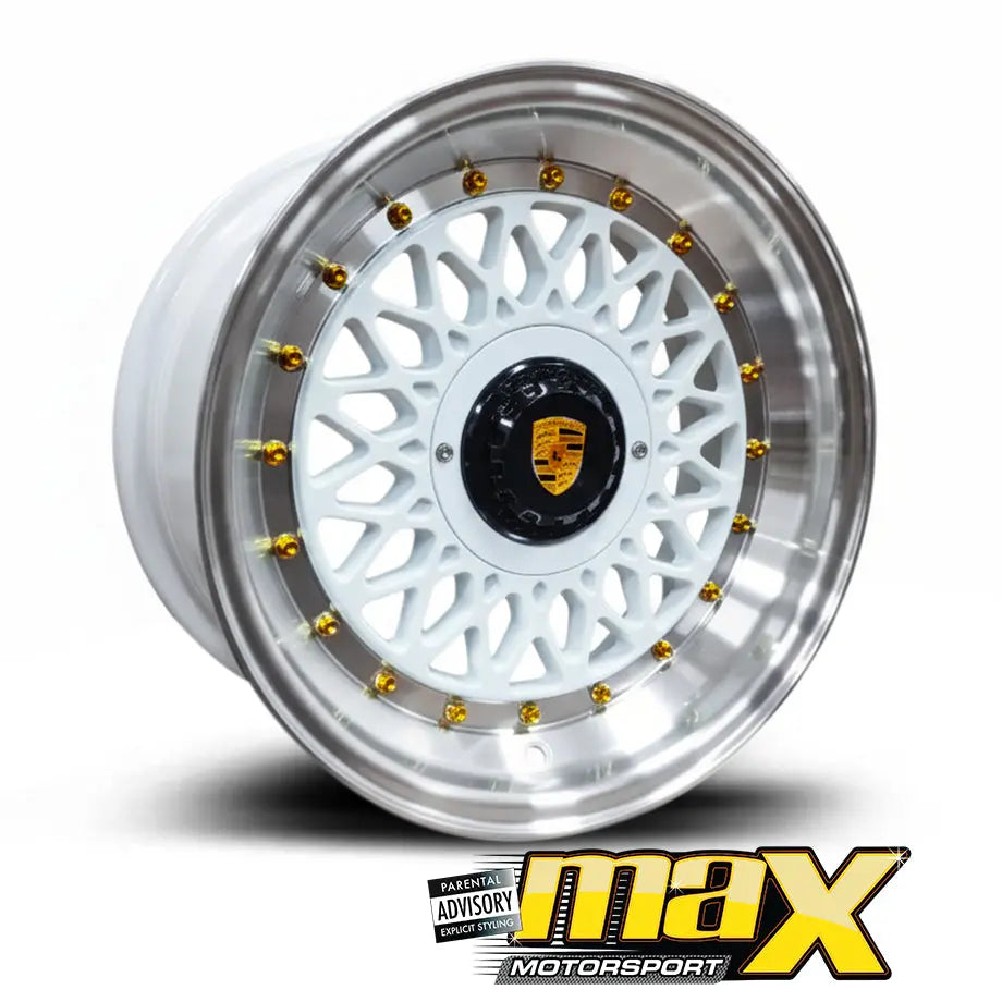 15 Inch Mag Wheel - MX5208-WT Porsche Mesh Style Wheel (4x100 / 5x100 PCD) Max Motorsport