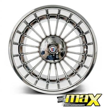 15 Inch Mag Wheel - MX5674-O Chrome Alpin Style Wheel - 4x100 / 4x108 PCD Max Motorsport