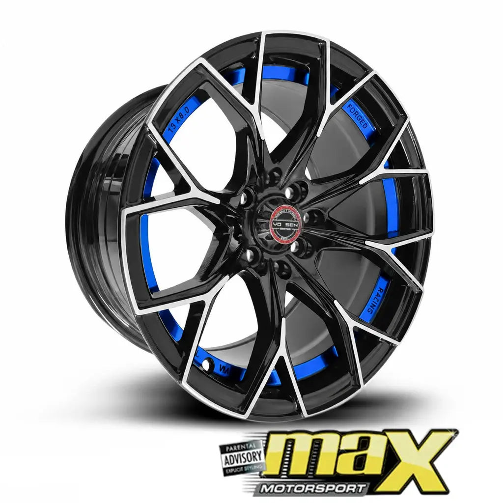 15 Inch Mag Wheel - MX821-BLU VSN Concave Wheels (4x100/ 4x114.3 PCD) Max Motorsport