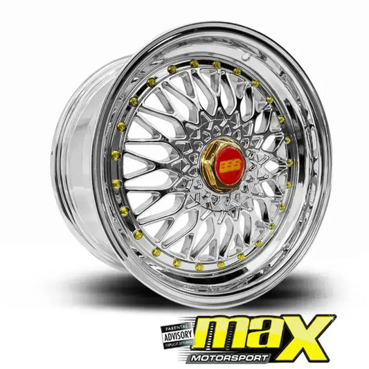 15 Inch Mag Wheel - MXBS-15GLD Chrome BSS Wheel - 4x100 / 5x100 PCD Max Motorsport