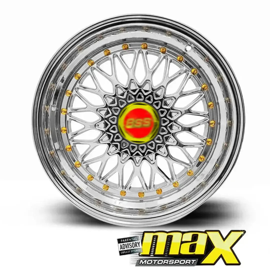 15 Inch Mag Wheel - MXBS-15GLD Chrome BSS Wheel - 4x100 / 5x100 PCD Max Motorsport