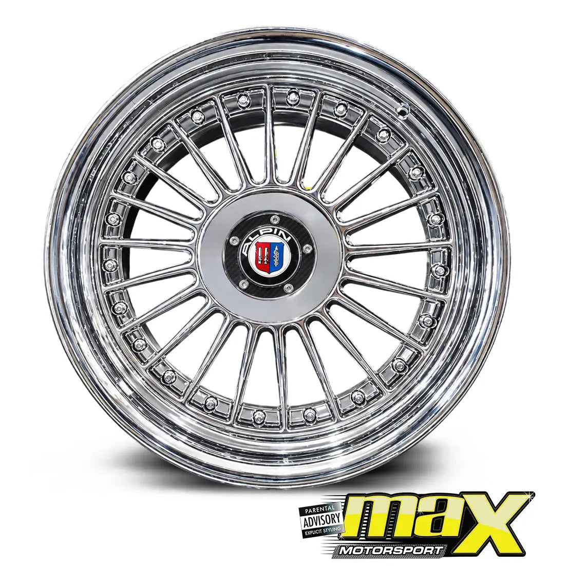 17 Inch Mag Wheel - MX7076 Chrome Alpin Wheel - 4x100 / 5x100 PCD (Narrow & Wide) Max Motorsport