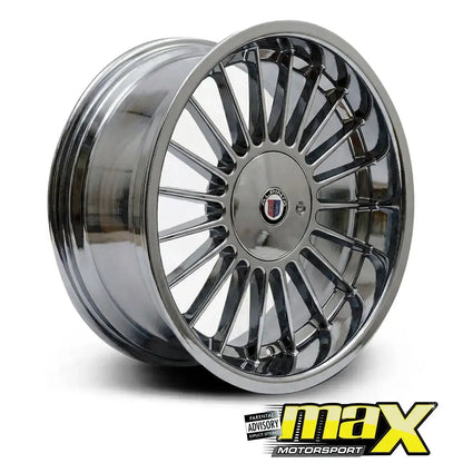 17 Inch Mag Wheel - MX7674-51 Black Chrome Alpin Style Wheel - 4x100 / 5x100 PCD Max Motorsport