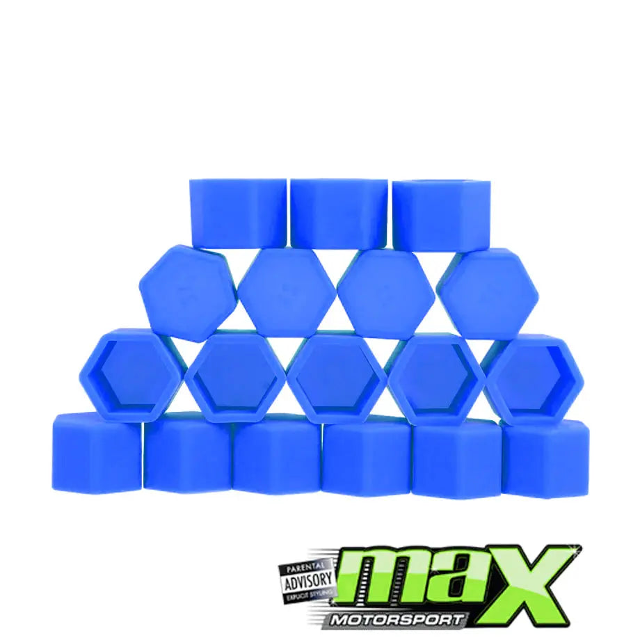 17mm -Silicone Protective Wheel Nut Covers (Blue) maxmotorsports