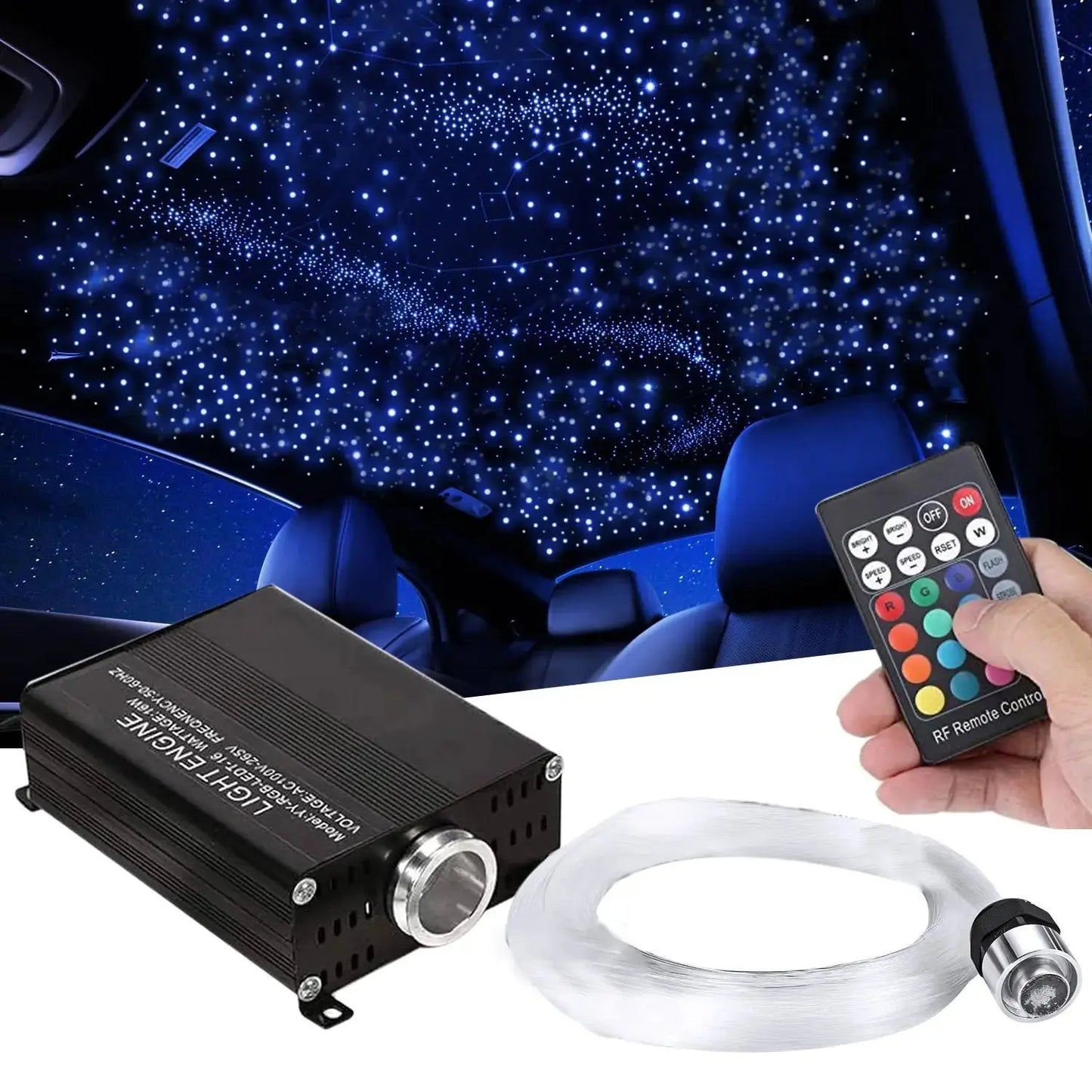 18W App Control Car Roof Fiber Optic Starry Light Kit - 300 Stars Max Motorsport