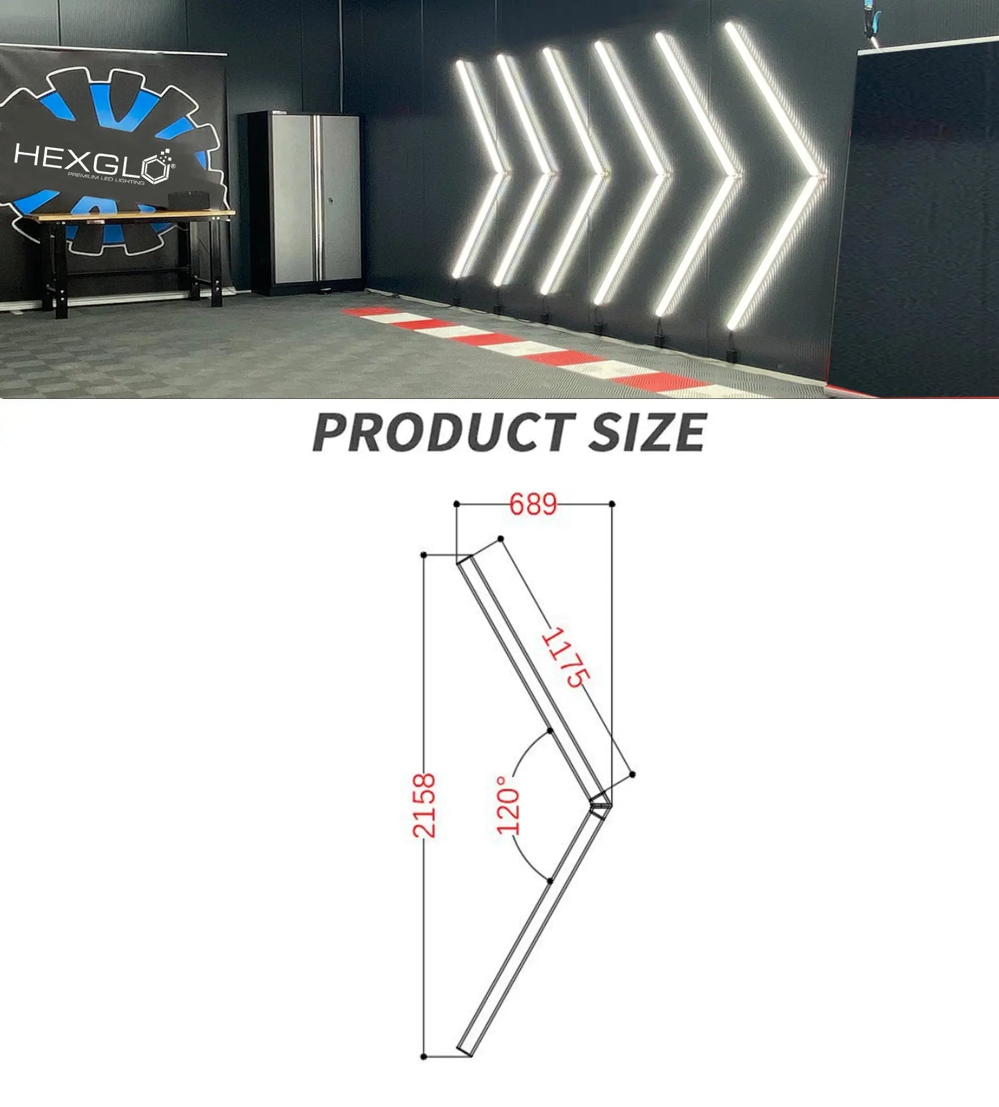 2 Piece Arrow Style LED Hex Light Kit Hexglo - Hexagon LED Lighting