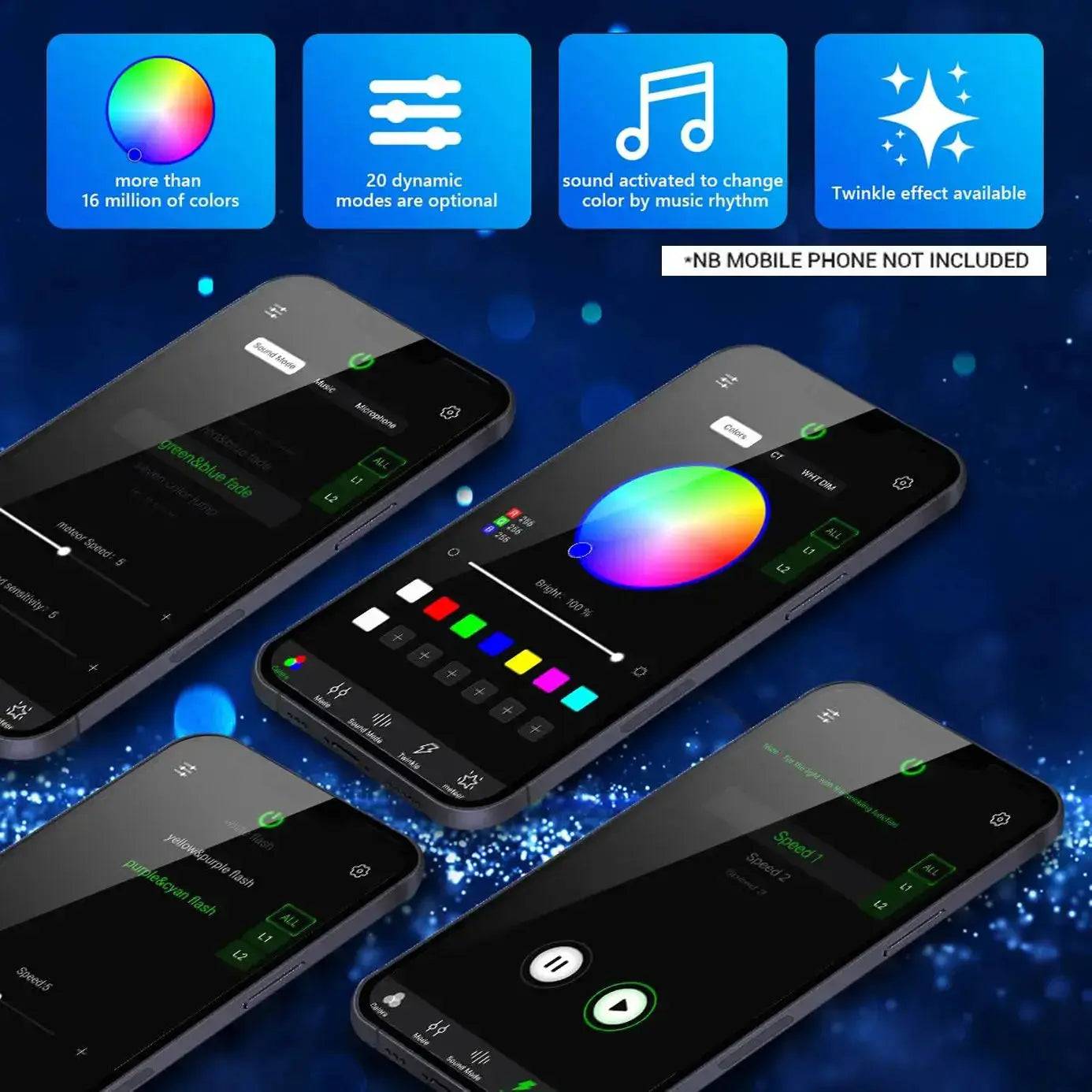 36W App Control Car Roof Fiber Optic Starry Light Kit - 1000 Stars Max Motorsport