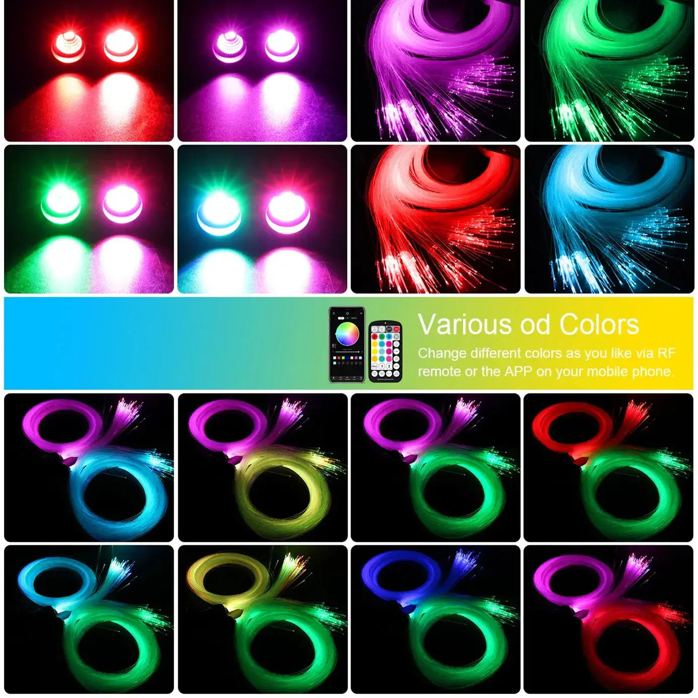 36W App Control Car Roof Fiber Optic Starry Light Kit - 1000 Stars Max Motorsport