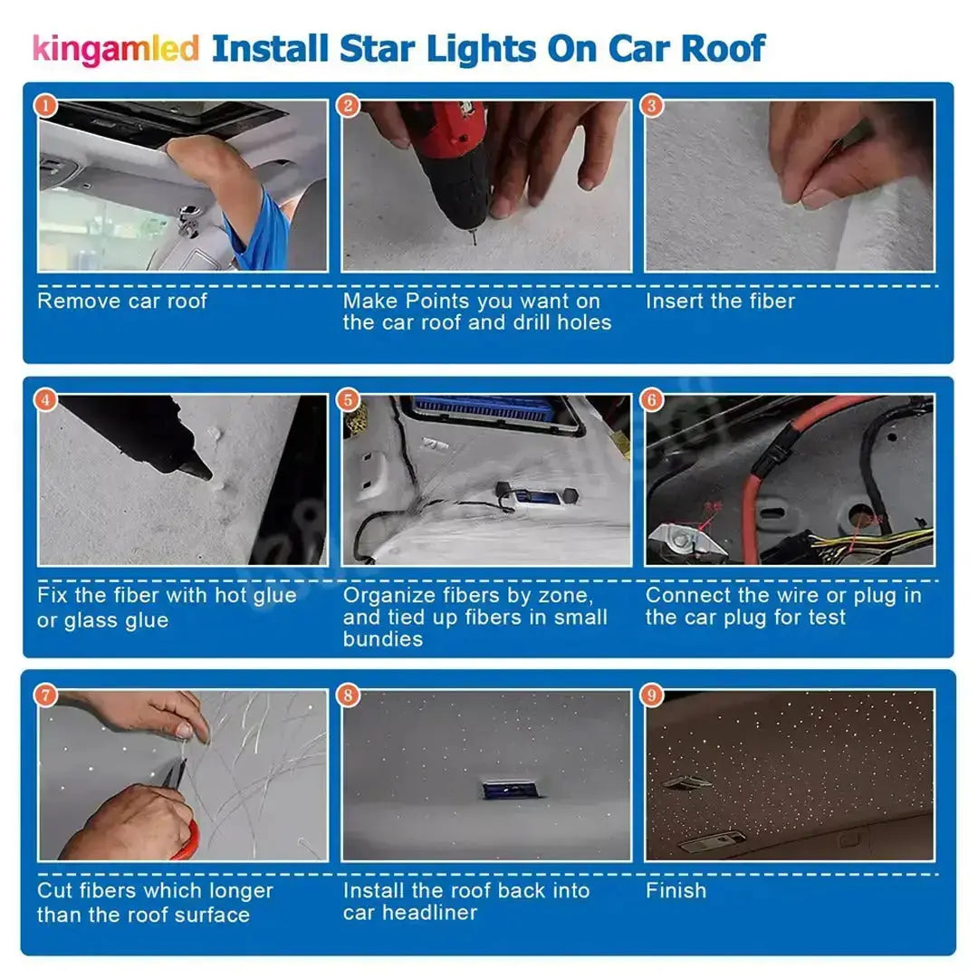 36W App Control Car Roof Fiber Optic Starry Light Kit - 1000 Stars Max Motorsport