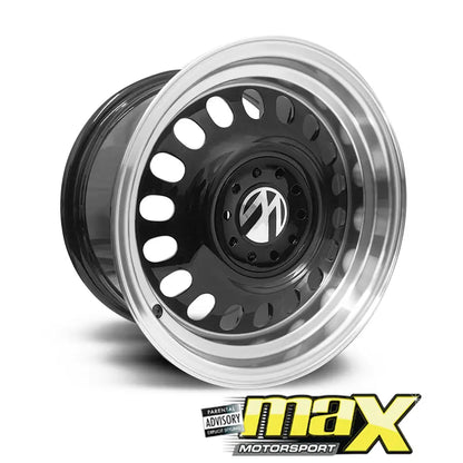15 Inch Mag Wheel - MX5033-B Transporter Old Skool Style Wheels (4x100/5x100 PCD) Max Motorsport