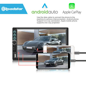7 Inch Roadstar MP5 Double Din With Apple Carplay & Android Auto + Steering Wheel Control Remote Max Motorsport