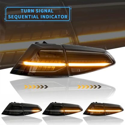 Suitable To Fit - VW Golf 7 / 7.5 OEM Style Smoked Black LED Sequential Taillights Max Motorsport