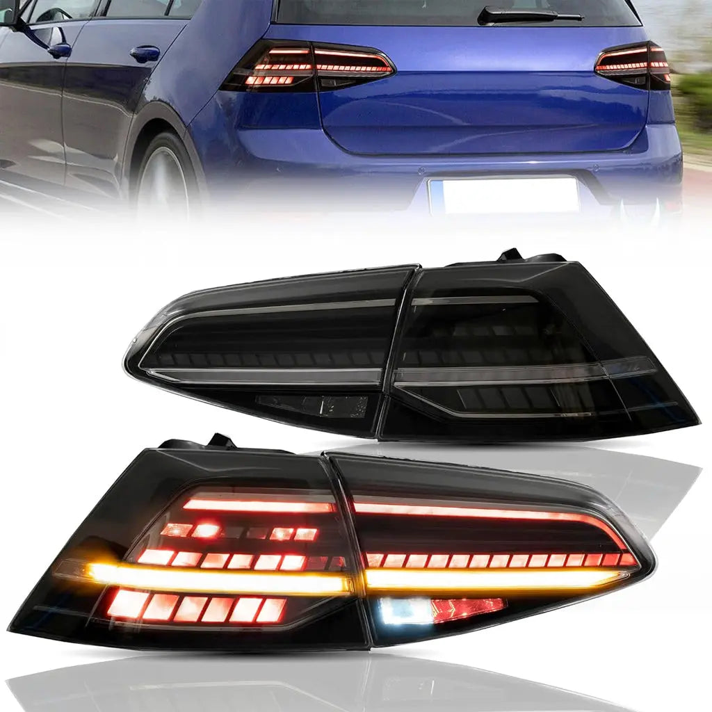 Suitable To Fit - VW Golf 7 / 7.5 OEM Style Smoked Black LED Sequential Taillights Max Motorsport