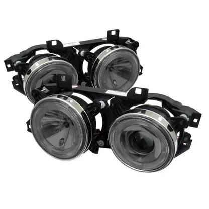 BM E30 3-Series Crystal Black Angel Eye Projector Headlights Max Motorsport