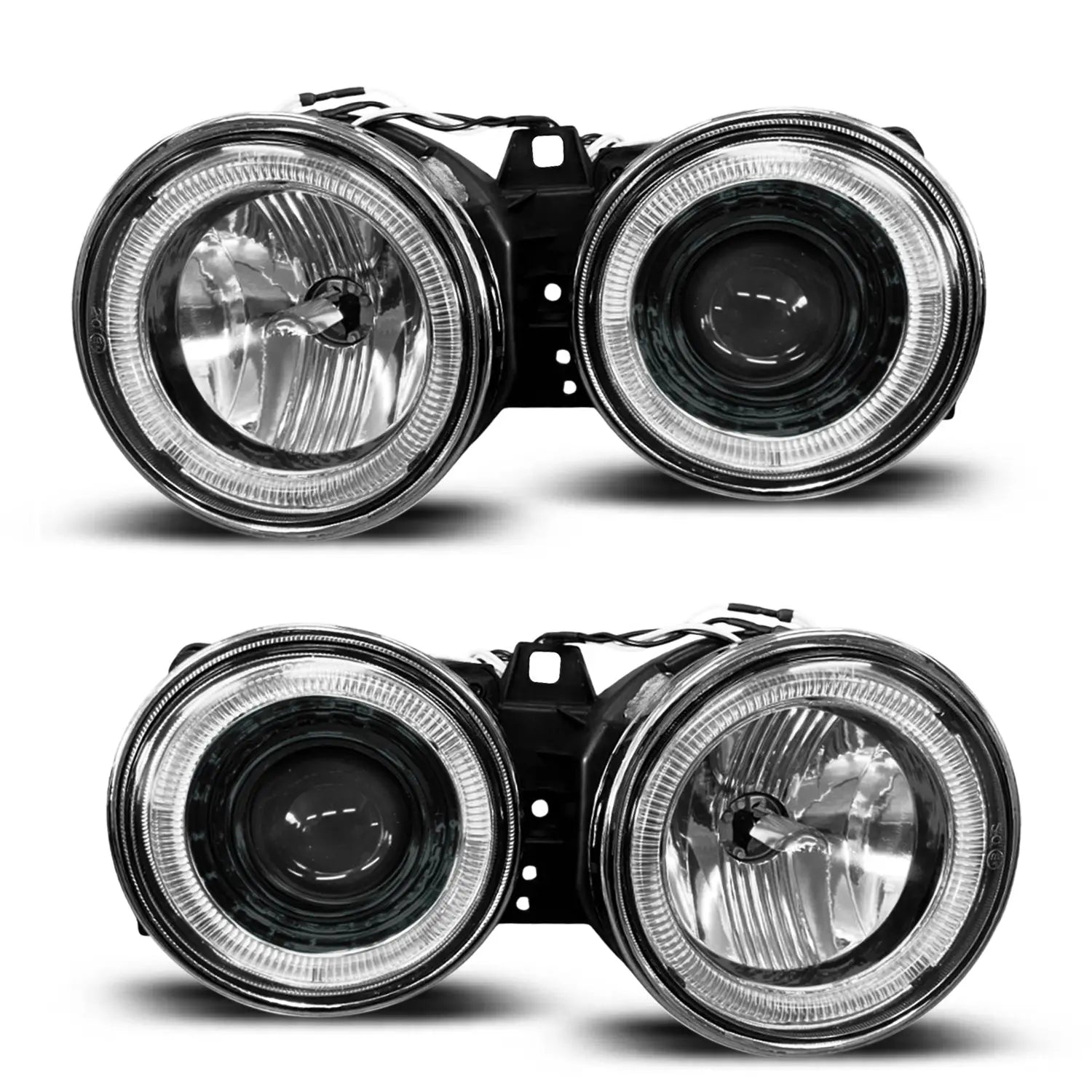 BM E30 3-Series Crystal Black Angel Eye Projector Headlights Max Motorsport