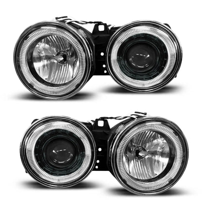 BM E30 3-Series Crystal Black Angel Eye Projector Headlights Max Motorsport