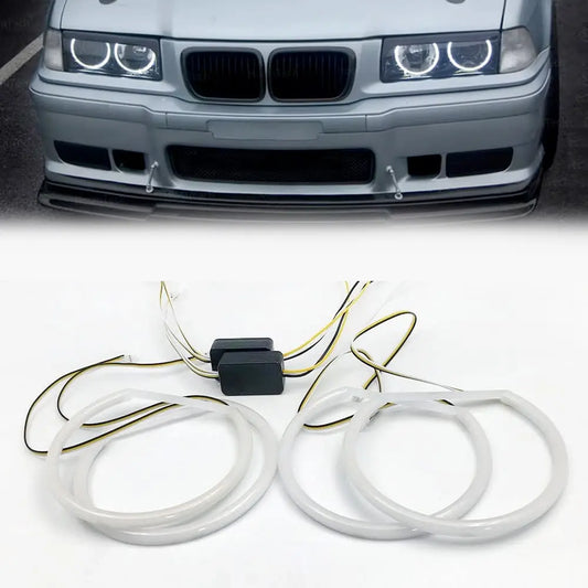 BM E36 Projector Headlight Single Function Cotton Angel Eye Rings Max Motorsport