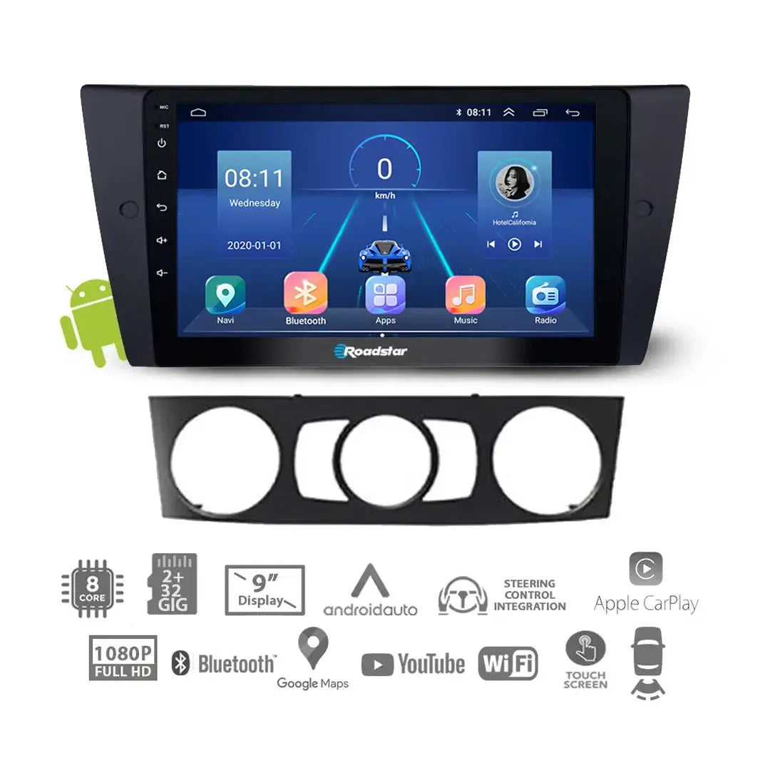 BM E90 (05-12)- 9 Inch Roadstar Android Entertainment & GPS System (M/C) Roadstar