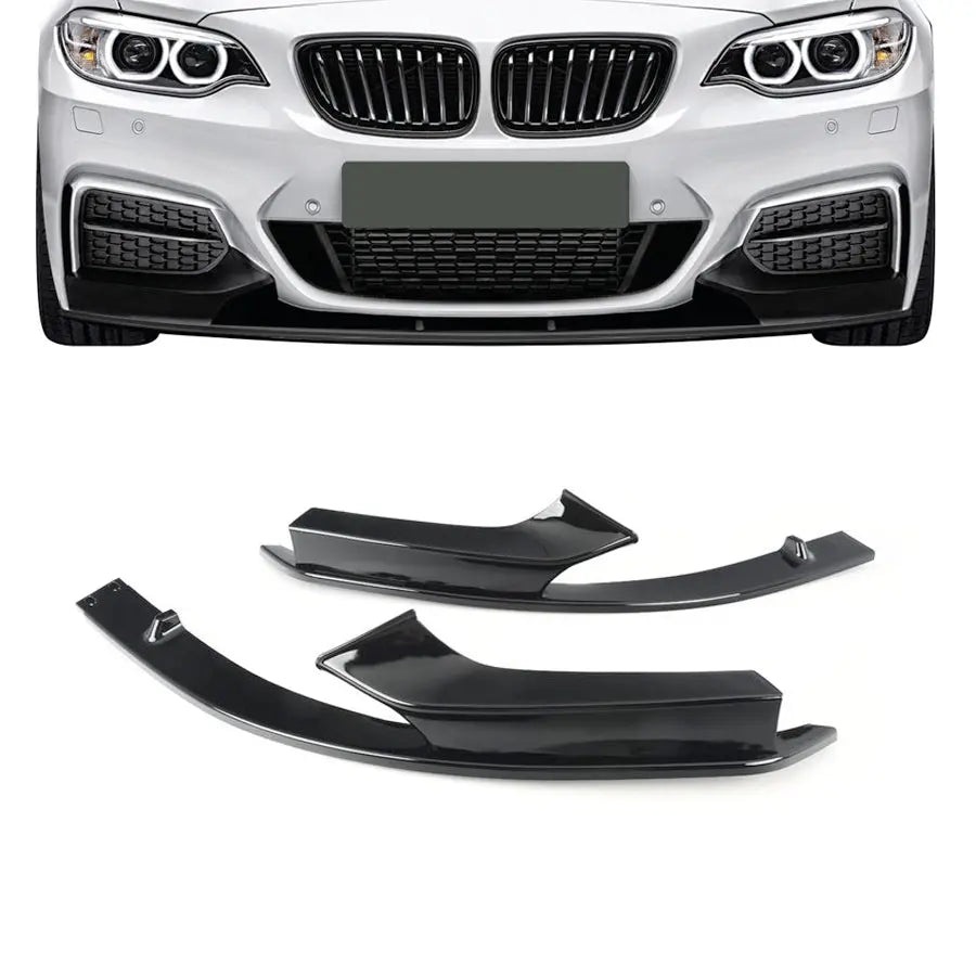 BM F22 2-Series (14-18) Gloss Black Performance Style 2-Piece Front Spoiler Max Motorsport