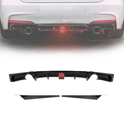 BM F30 3-Series Gloss Black F1 Style 3-Piece LED Diffuser Max Motorsport