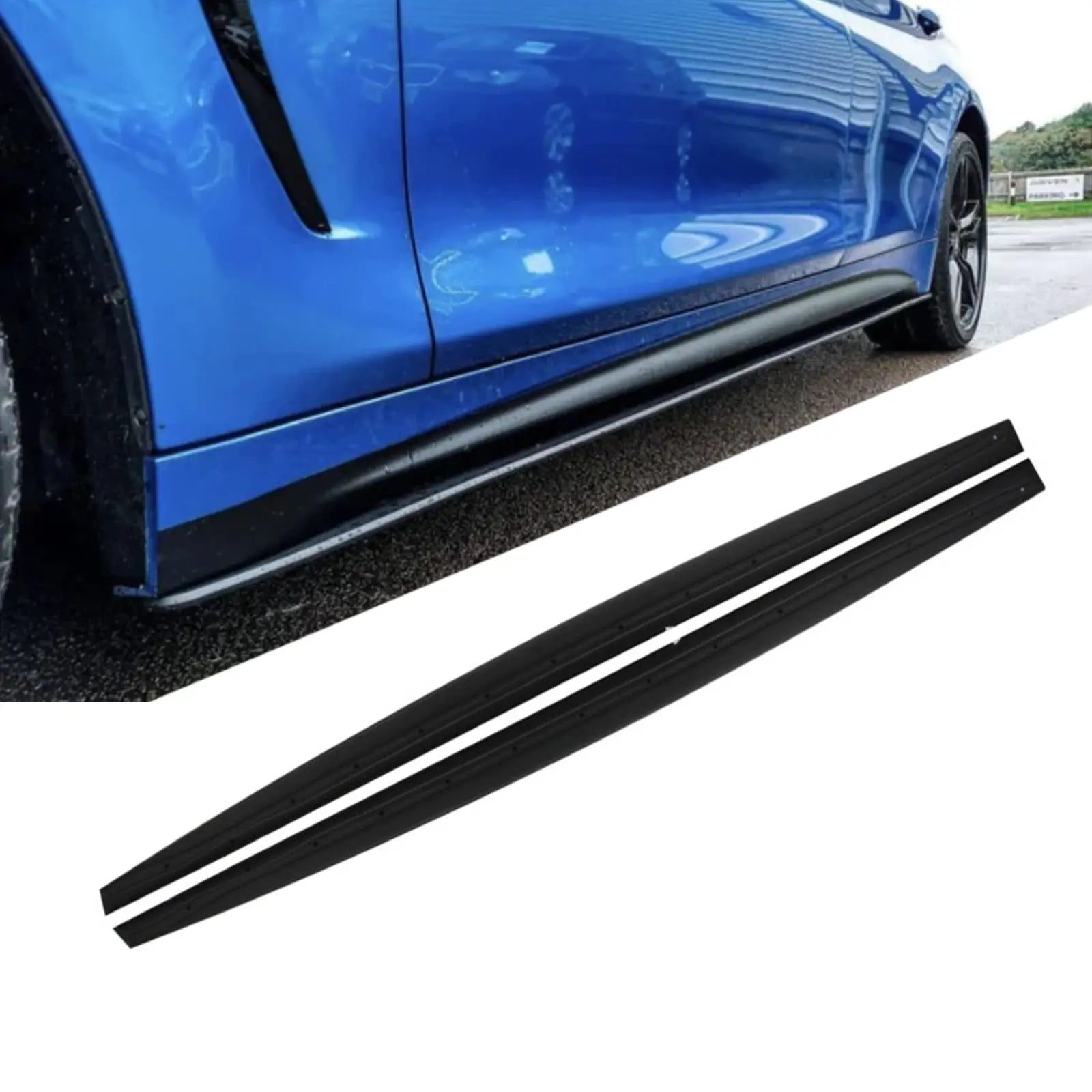 BM F32 / F33 4-Series M-Tech Blade Style Gloss Black Side Skirt Extens ...