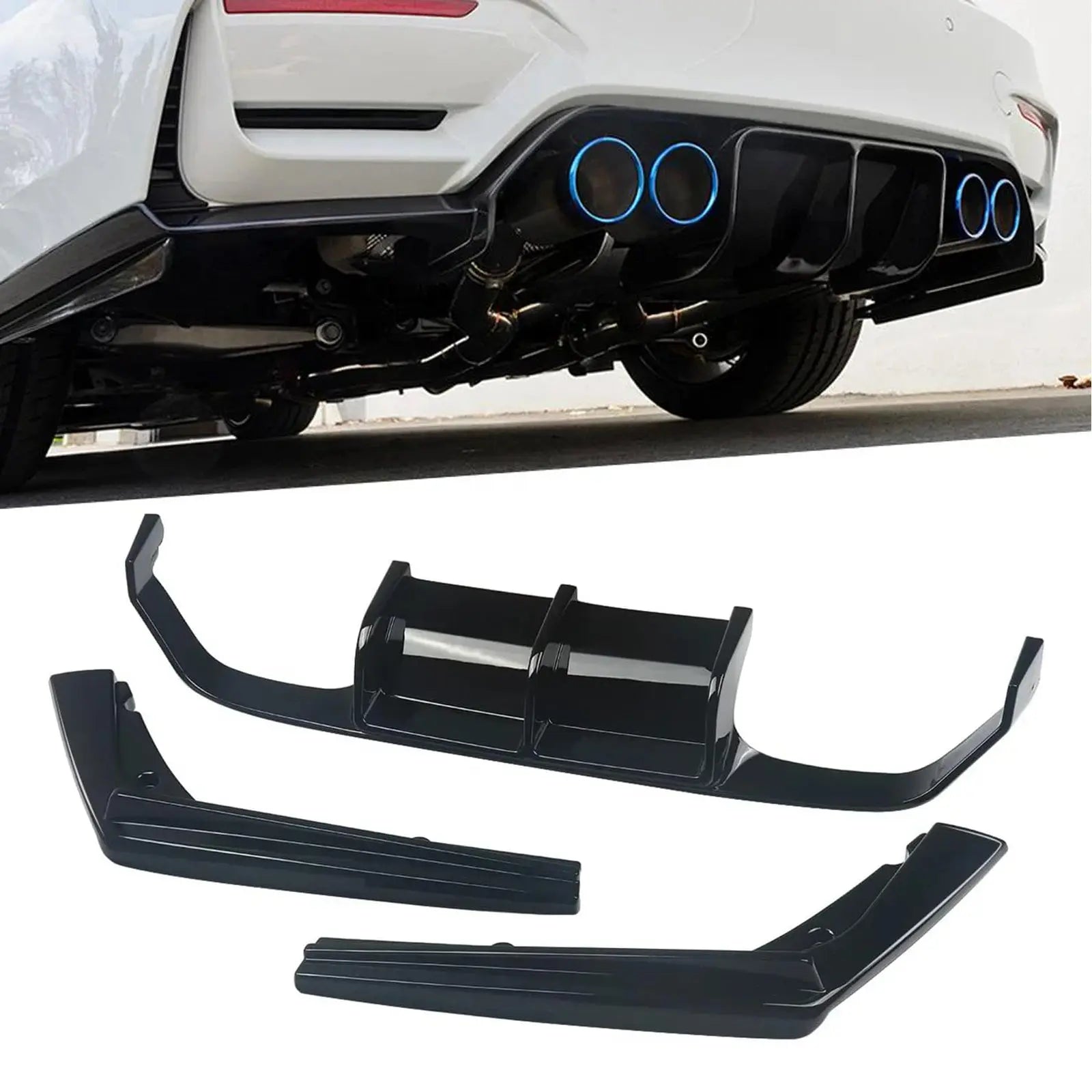BM F80/F82 (M3/M4) Vorsteiner Style 3-Piece Gloss Black Rear Diffuser Max Motorsport