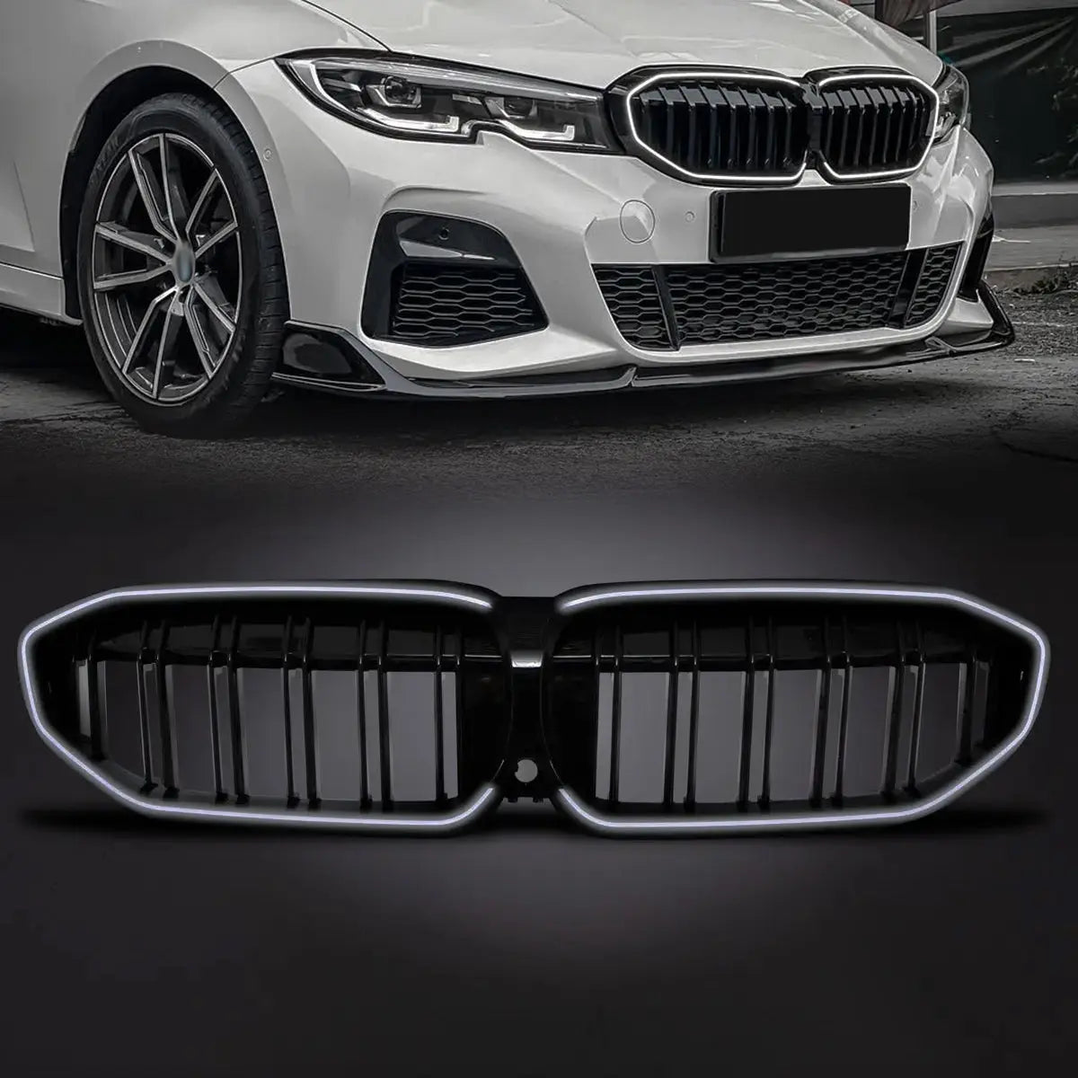 BM G20 3-Series Piano Black Double Slat LED Kidney Grille Max Motorsport