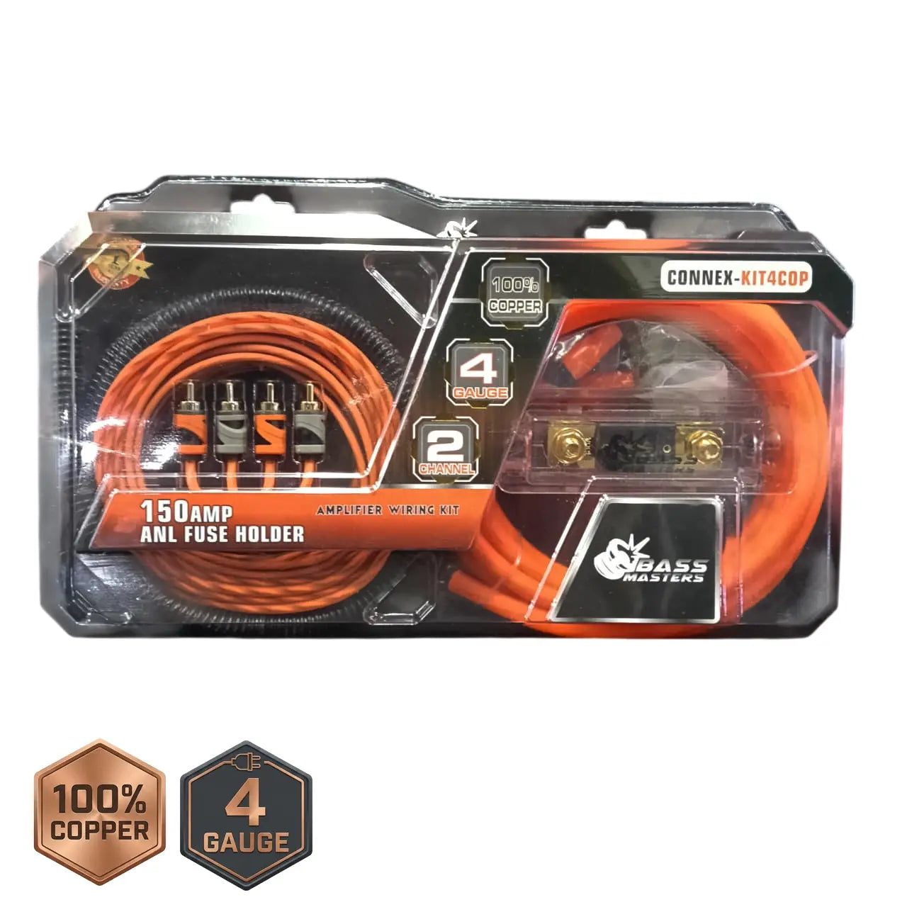 Bass Masters 4-Gauge 100% Copper Wiring Kit Bass Masters Audio