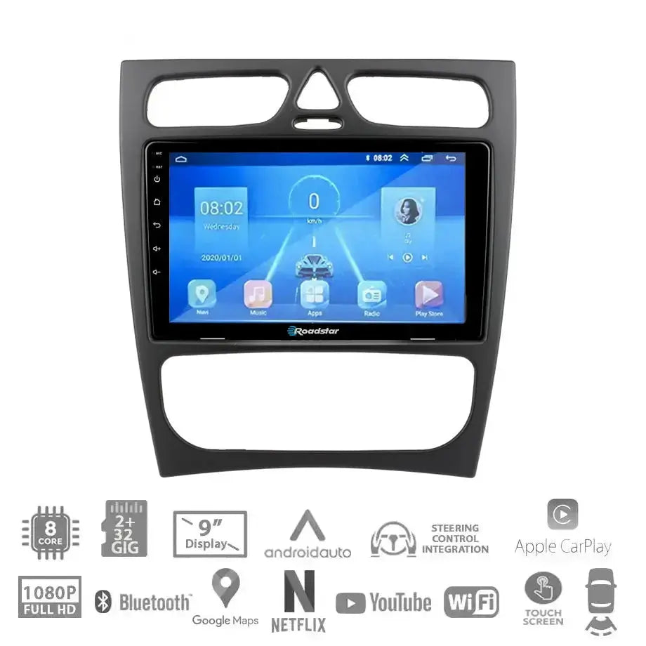 Benz W203 (02-04) - 9 Inch Roadstar Android Entertainment & GPS System Roadstar