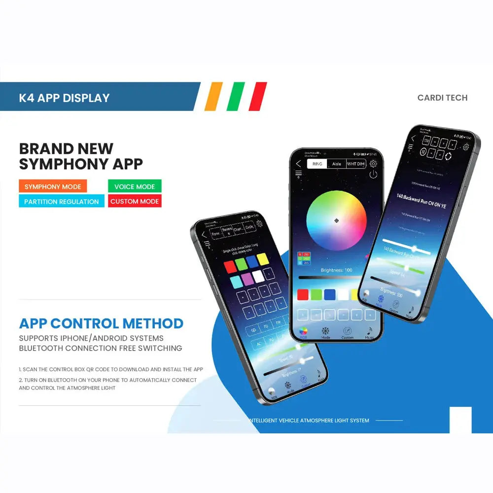 CARDI K4 Series 14-Piece App Controlled RGB Ambient Lighting Kit Max Motorsport