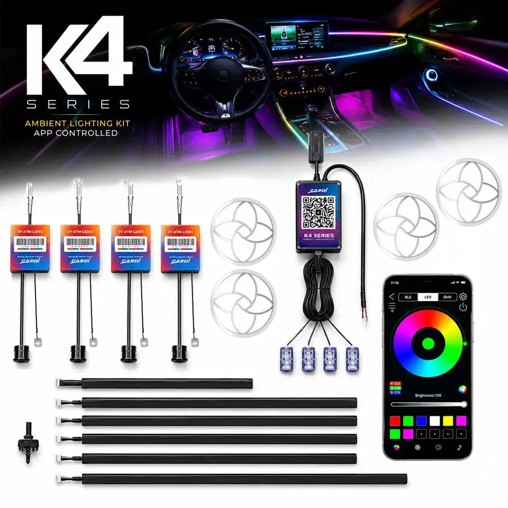 CARDI K4 Series 22-Piece App Controlled RGB Ambient Lighting Kit Max Motorsport