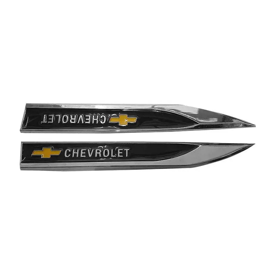 Chevrolet Side Fender Badges - (Black & Chrome) Max Motorsport