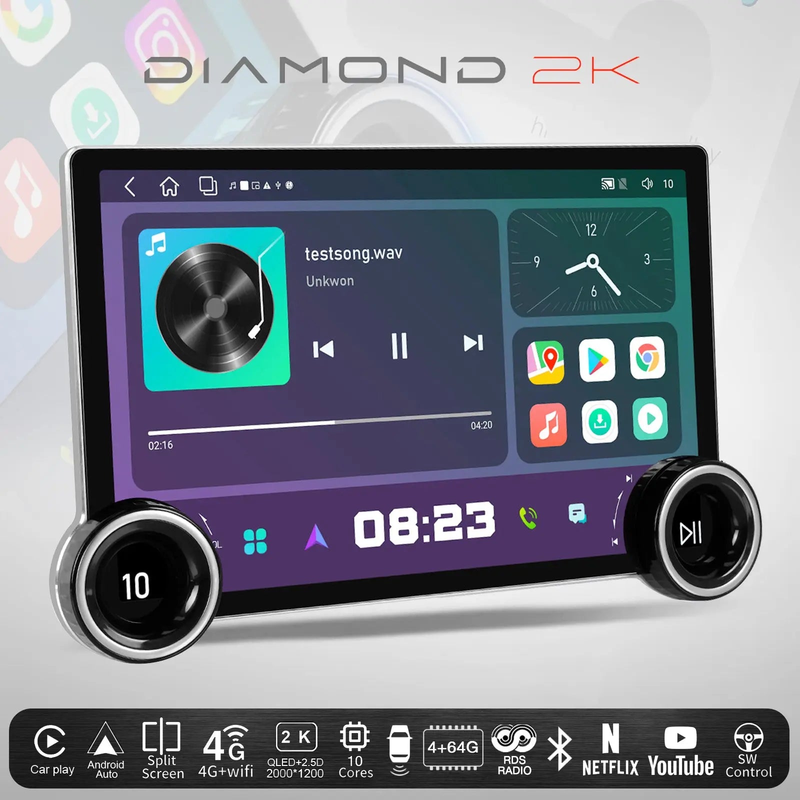 Diamond 2K - 11.5 Inch Dual Knob Android Multimedia Entertainment Unit ...