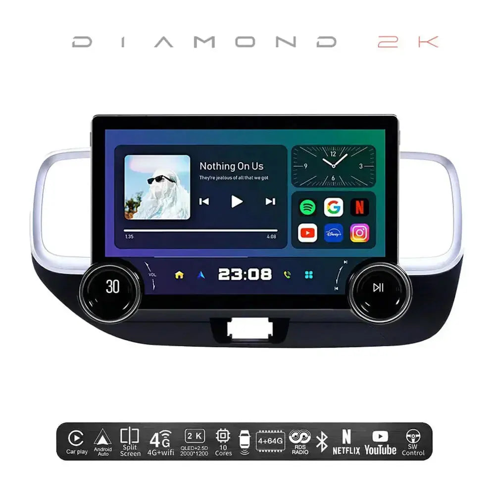 Diamond 2K - 11.5 Inch Dual Knob Android Multimedia Entertainment Unit - Hyundai Venue (19-On) Diamond 2K