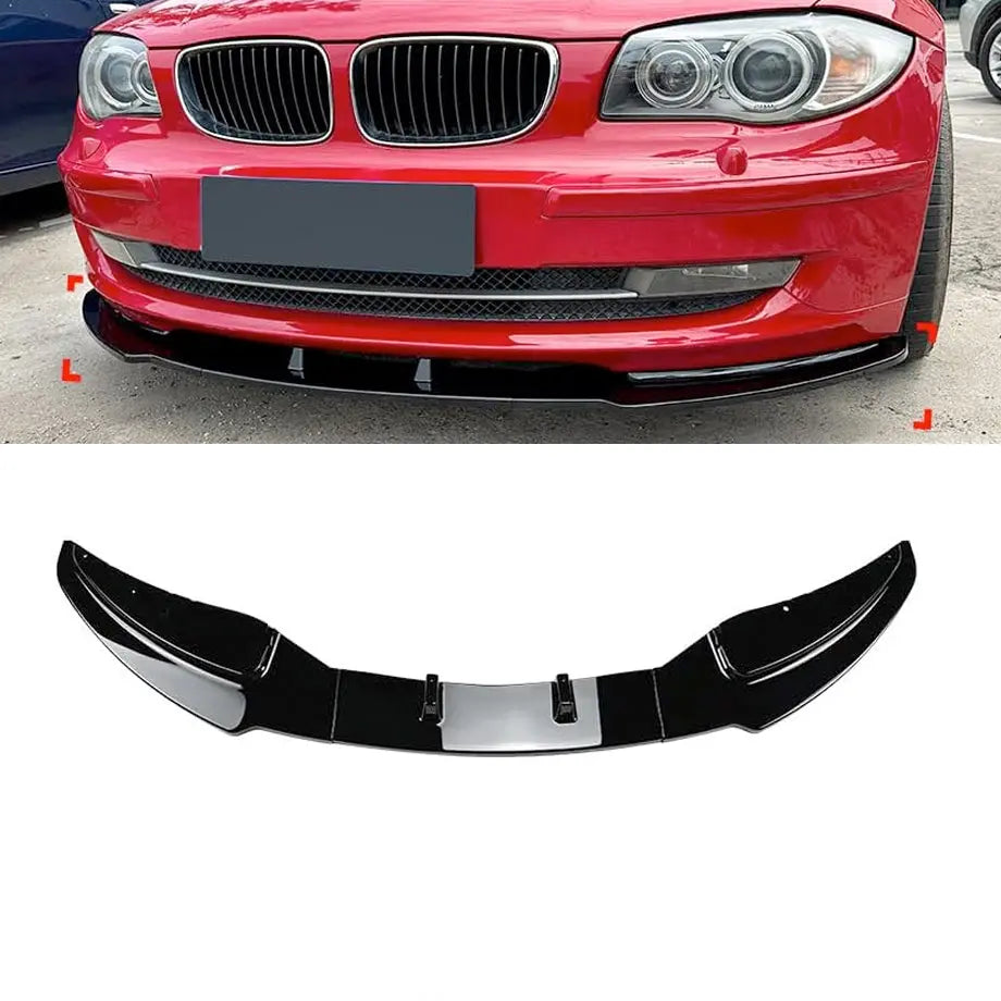 BM E82 / E87 / E88  1-Series 3-Piece Gloss Black Plastic Front Spoiler Max Motorsport