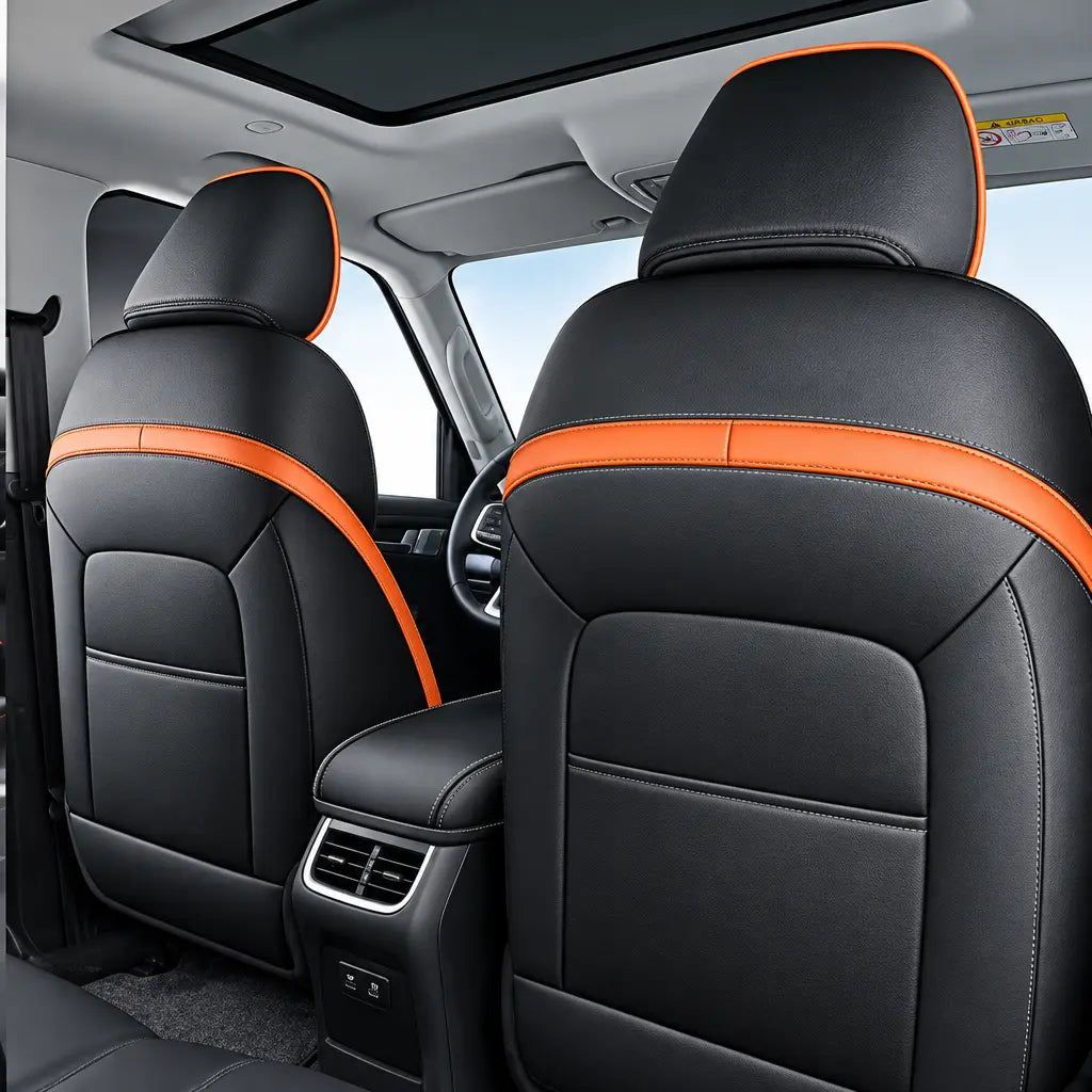 GWM Tank 300 (25-On) Premium Luxury Car Seat Covers - Front & Rear Full Set (Black & Orange) Max Motorsport