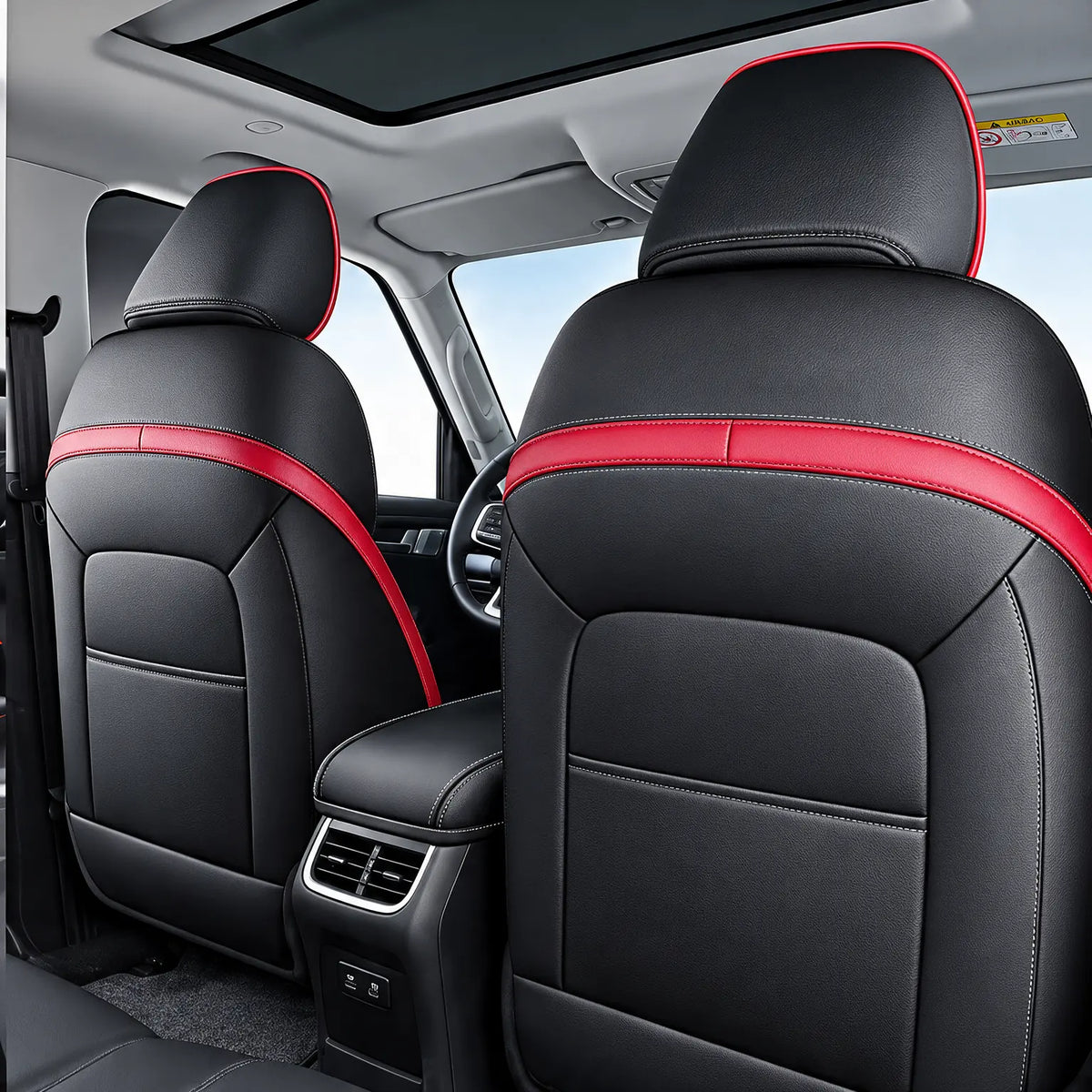 GWM Tank 300 (25-On) Premium Luxury Car Seat Covers - Front & Rear Full Set (Black & Red) Max Motorsport