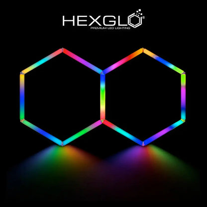 Hexglo 2 Piece RGB Hexagon Modular LED Lighting Kit Hexglo - Hexagon LED Lighting