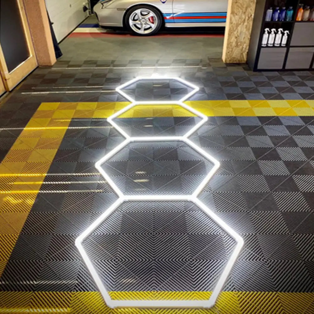 Hexglo 14 Piece Hexagon Modular LED Lighting Kit With Border Hexlight ...
