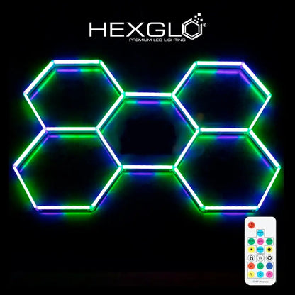 Hexglo 5 Piece RGB Hexagon Modular LED Lighting Kit Hexglo - Hexagon LED Lighting