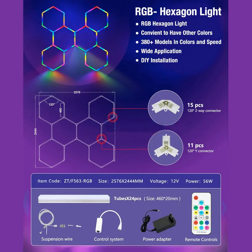 Hexglo 6 Piece RGB Hexagon Modular LED Lighting Kit – Max Motorsport