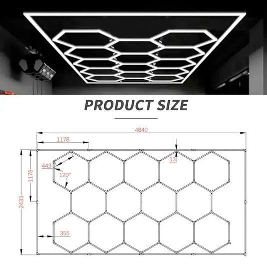 Hexglo Type B - 14 Piece Hexagon Modular LED Lighting Kit With Border Hexglo - Hexagon LED Lighting